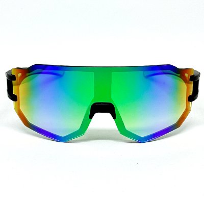 ÓCULOS DE SOL ESPORTIVO FLASH - PRETO COM CAMALEÃO ESPELHADO