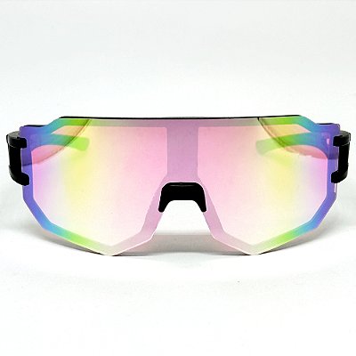 ÓCULOS DE SOL ESPORTIVO FLASH - PRETO COM ROSA ESPELHADO