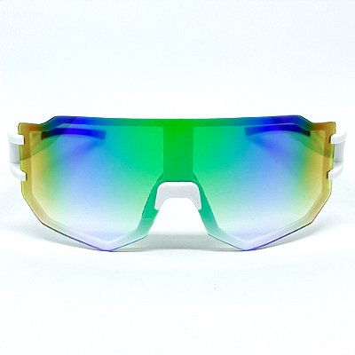 ÓCULOS DE SOL ESPORTIVO FLASH - BRANCO COM AZUL ESPELHADO