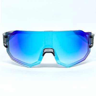 ÓCULOS DE SOL ESPORTIVO FLASH - FUMÊ COM AZUL ESPELHADO