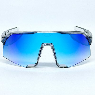 ÓCULOS DE SOL ESPORTIVO BOLT - FUMÊ COM AZUL ESPELHADO