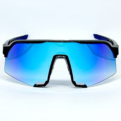 ÓCULOS DE SOL ESPORTIVO BOLT - PRETO COM AZUL ESPELHADO