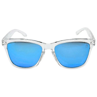 ÓCULOS DE SOL ESPORTIVO ZOOM - TRANSPARENTE COM AZUL BEBÊ ESPELHADO
