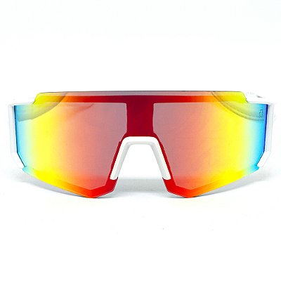 ÓCULOS DE SOL ESPORTIVO ICE - BRANCO COM VERMELHO ESPELHADO
