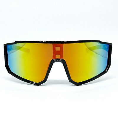 ÓCULOS DE SOL ESPORTIVO JET - PRETO COM LARANJA ESPELHADO