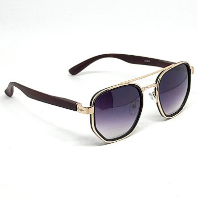 ÓCULOS DE SOL ARIZONA WOOD - PRETO DEGRADÊ COM DOURADO HASTE ESCURA