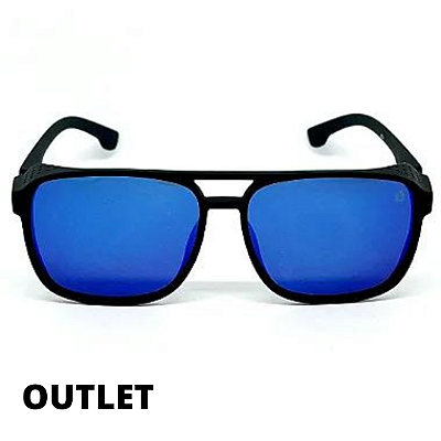 ÓCULOS DE SOL PEQUIM PRETO COM AZUL ESCURO ESPELHADO OUTLET (Pequenas Avarias)