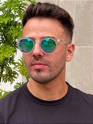 ÓCULOS DE SOL ESPORTIVO JHON POLARIZADO -TRANSPARENTE FOSCO C/ CAMALEÃO ESPELHADO
