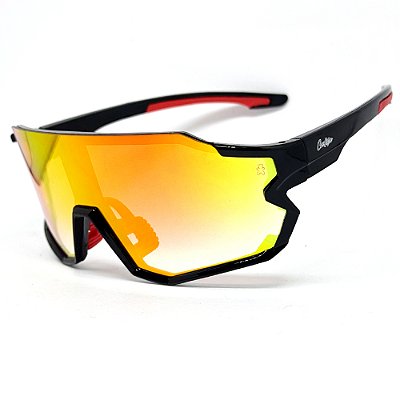 ÓCULOS DE SOL ESPORTIVO JUMP - PRETO COM VERMELHO ESPELHADO