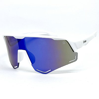 ÓCULOS DE SOL ESPORTIVO STORM - BRANCO COM AZUL ESPELHADO