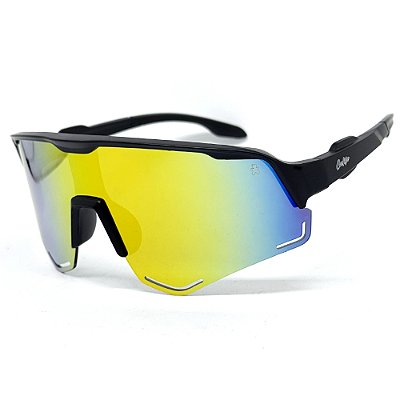 ÓCULOS DE SOL ESPORTIVO STORM - PRETO FOSCO COM LARANJA ESPELHADO