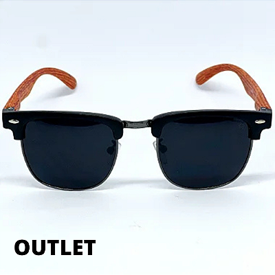 ÓCULOS FRESNO WOOD PRETO COM HASTE VERMELHA OUTLET (Pequenas Avarias)