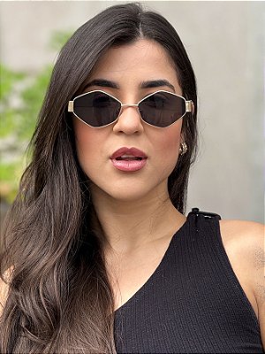 ÓCULOS DE SOL RETRÔ EVA - DOURADO COM PRETO