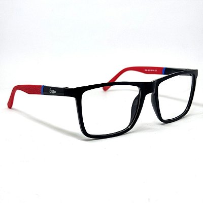 Óculos Retangular Bony - Preto c/ Vermelho