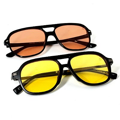 KIT 2 ÓCULOS DE SOL QUADRADO COM LENTES TRANSLÚCIDAS
