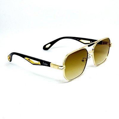 Óculos de Sol Aviador Stark - Marrom Degradê c/ Dourado