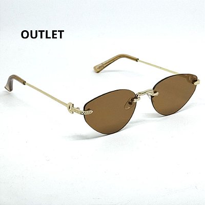 OUTLET ÓCULOS DE SOL LIZ MARROM COM DOURADO (pequenas avarias)