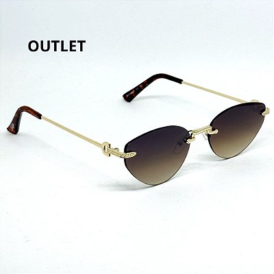 OUTLET ÓCULOS DE SOL LIZ MARROM DEGRADÊ COM DOURADO (pequenas avarias)