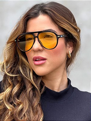 ÓCULOS DE SOL AVIADOR LISBOA - PRETO COM AMARELO