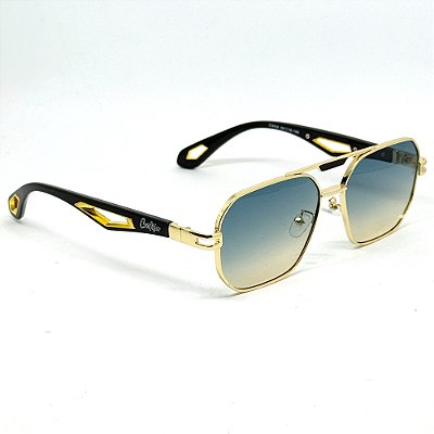 Óculos de Sol Aviador Stark - Azul degradê com Dourado