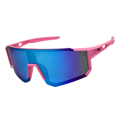 ÓCULOS DE SOL ESPORTIVO ICE - ROSA COM AZUL ESPELHADO