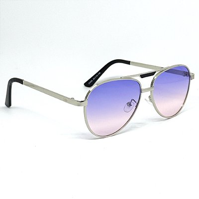 Óculos de Sol Aviador Dublin - Prata com Roxo Degradê