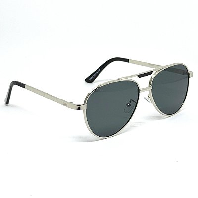 Óculos de Sol Aviador Dublin - Prata com Preto