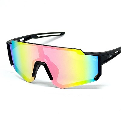ÓCULOS DE SOL ESPORTIVO ICE -  PRETO COM ROSA ESPELHADO
