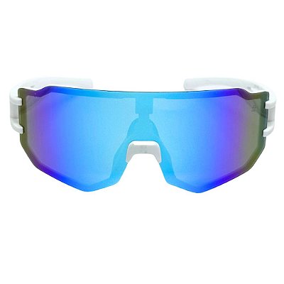 ÓCULOS DE SOL ESPORTIVO FLASH - BRANCO COM AZUL ESPELHADO