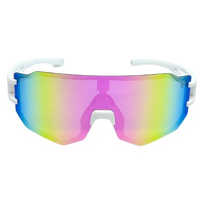 ÓCULOS DE SOL ESPORTIVO FLASH - BRANCO COM ROSA ESPELHADO