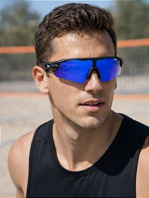 Óculos de Sol Esportivo Speed - Preto c/ Azul Escuro