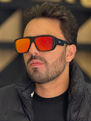 Óculos de Sol Polarizado London - Preto com Vermelho Espelhado