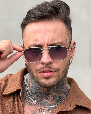 Óculos de Sol Aviador Trip - Preto Degradê C/ Prata