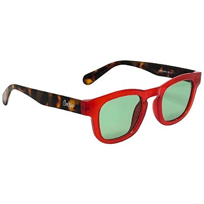 Óculos de Sol Flip - Vermelho C/ Haste Tartaruga