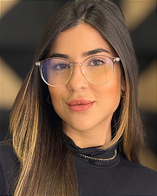 Óculos Redondo Vibes - Rosa e Cristal (Anti Blue)