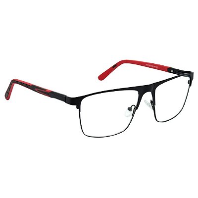 Óculos Rentagular Brax - Preto C/ Vermelho