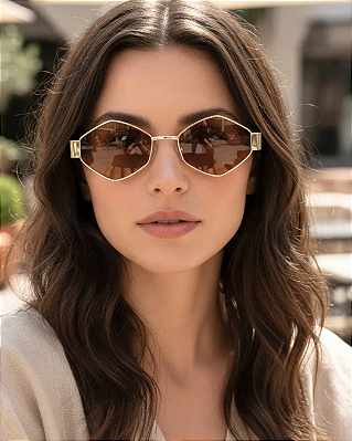 ÓCULOS DE SOL RETRÔ EVA - MARROM HASTE PRETO