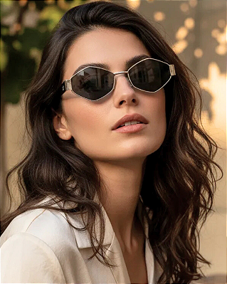 ÓCULOS DE SOL RETRÔ EVA - PRATA C/ HASTE PRETO