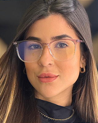 Óculos de Sol Quadrado Avina - Lilas Cristal (Anti Blue)