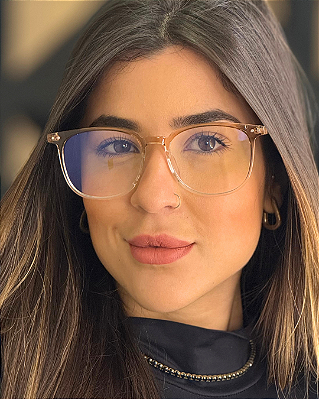 Óculos de Sol Quadrado Avina - Marrom Cristal (Anti Blue)