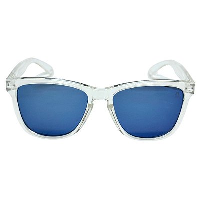 ÓCULOS DE SOL ESPORTIVO POLARIZADO ZOOM - TRANSPARENTE COM AZUL