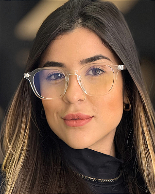 Óculos Quadrado Armação Day - Cristal (Anti Blue)