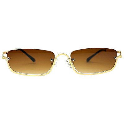 Óculos de Sol Retangular Edge - Marrom Degradê