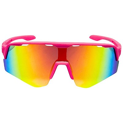 ÓCULOS DE SOL ESPORTIVO VEX - ROSA COM LARANJA ESPELHADO