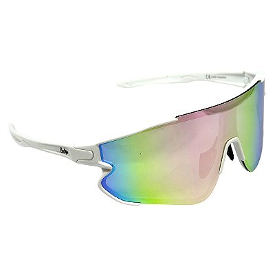 Óculos de Sol Esportivo Pulse - Branco c/ Rosa Espelhado