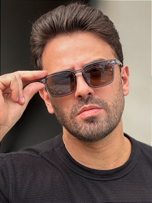 ÓCULOS DE SOL ALFA - AZUL CRISTAL C/ MARROM