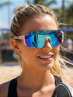 ÓCULOS DE SOL ESPORTIVO ICE - TRANSPARENTE FOSCO COM AZUL BEBÊ ESPELHADO