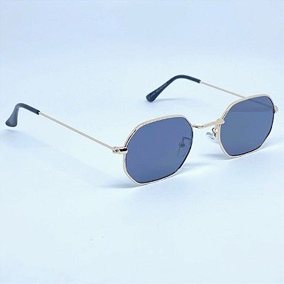 ÓCULOS DE SOL OCTAGONAL LONG BEACH - PRETO COM DOURADO