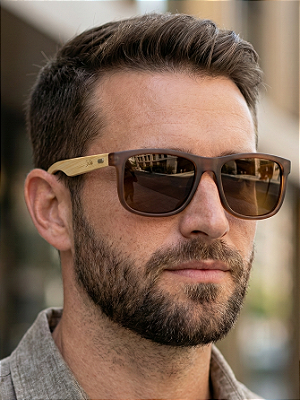 ÓCULOS DE SOL SAN BERNARDINO POLARIZADO - MARROM COM BAMBU CLARO