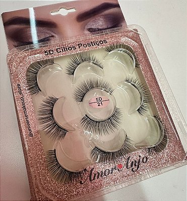 Cartela De Cílios Postiços 5D 21 5Pares - Amor Anjo